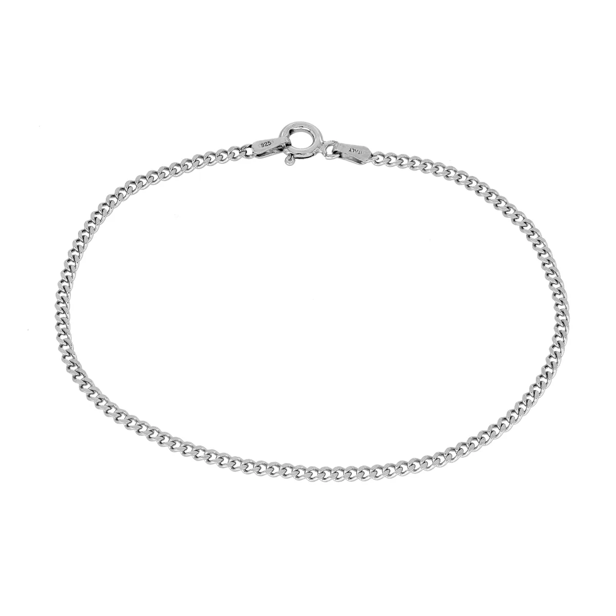 Pulsera en plata Ley 925, 19 cm. de largo, 2 mm. de ancho