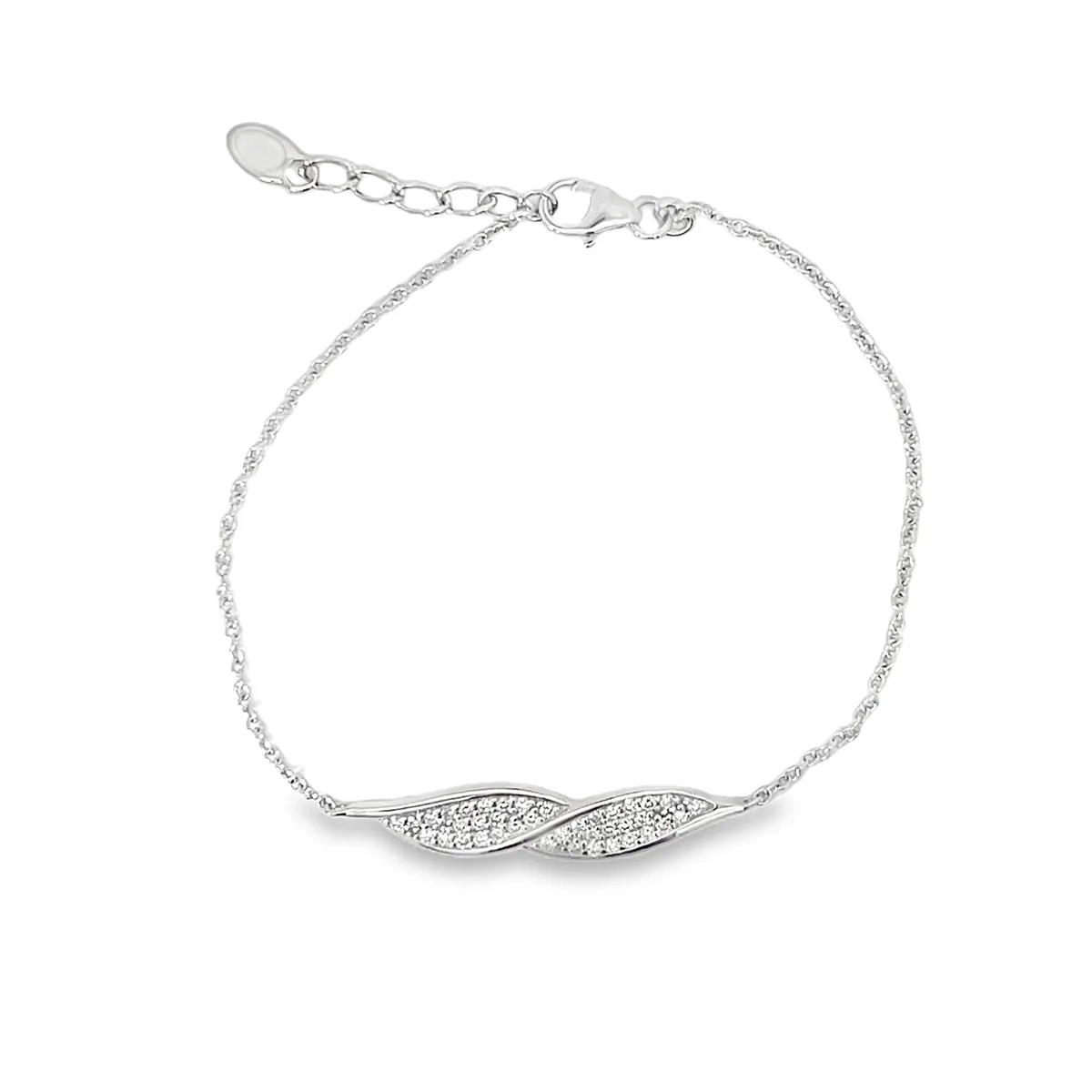 Pulsera en plata Ley 925, con diamante de laboratorio de 0.40 Ct, 17 cm. de largo, 1 mm. de ancho, de la coleccion Sueños