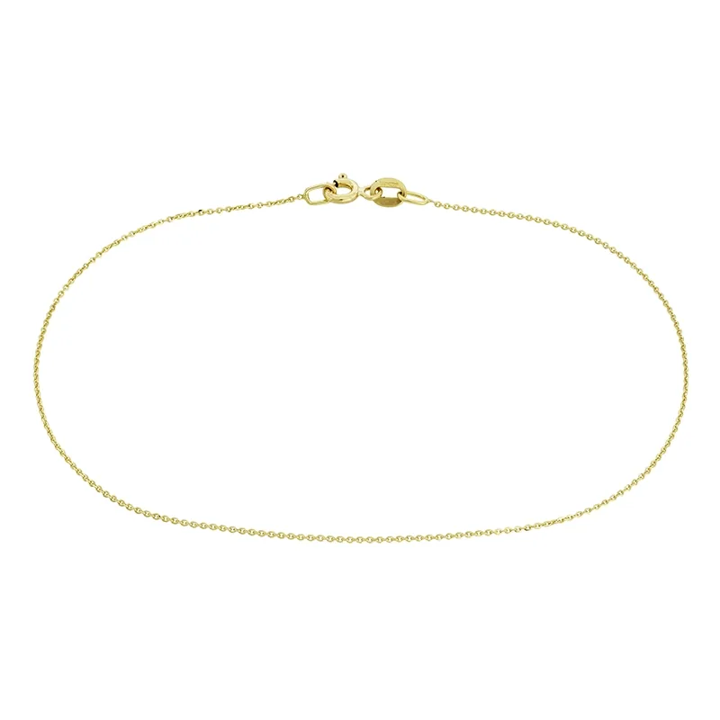 Tobillera en oro amarillo de 18 Kilates, Rolo, 23 cm. de largo, 0.50 mm. de ancho