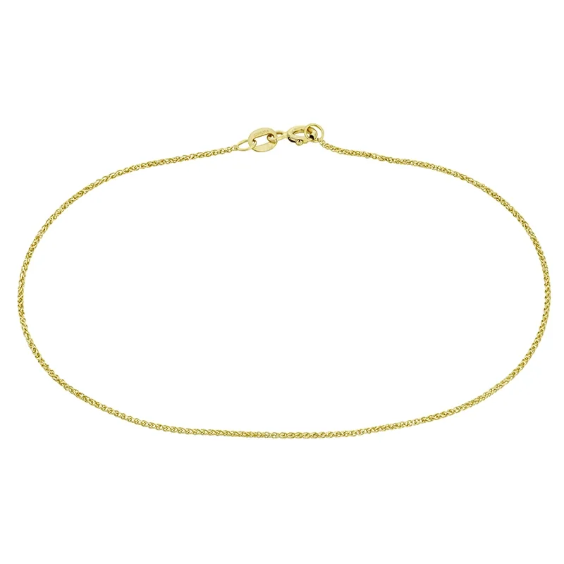 Tobillera en oro amarillo de 18 Kilates, Espiga, 23 cm. de largo, 1 mm. de ancho