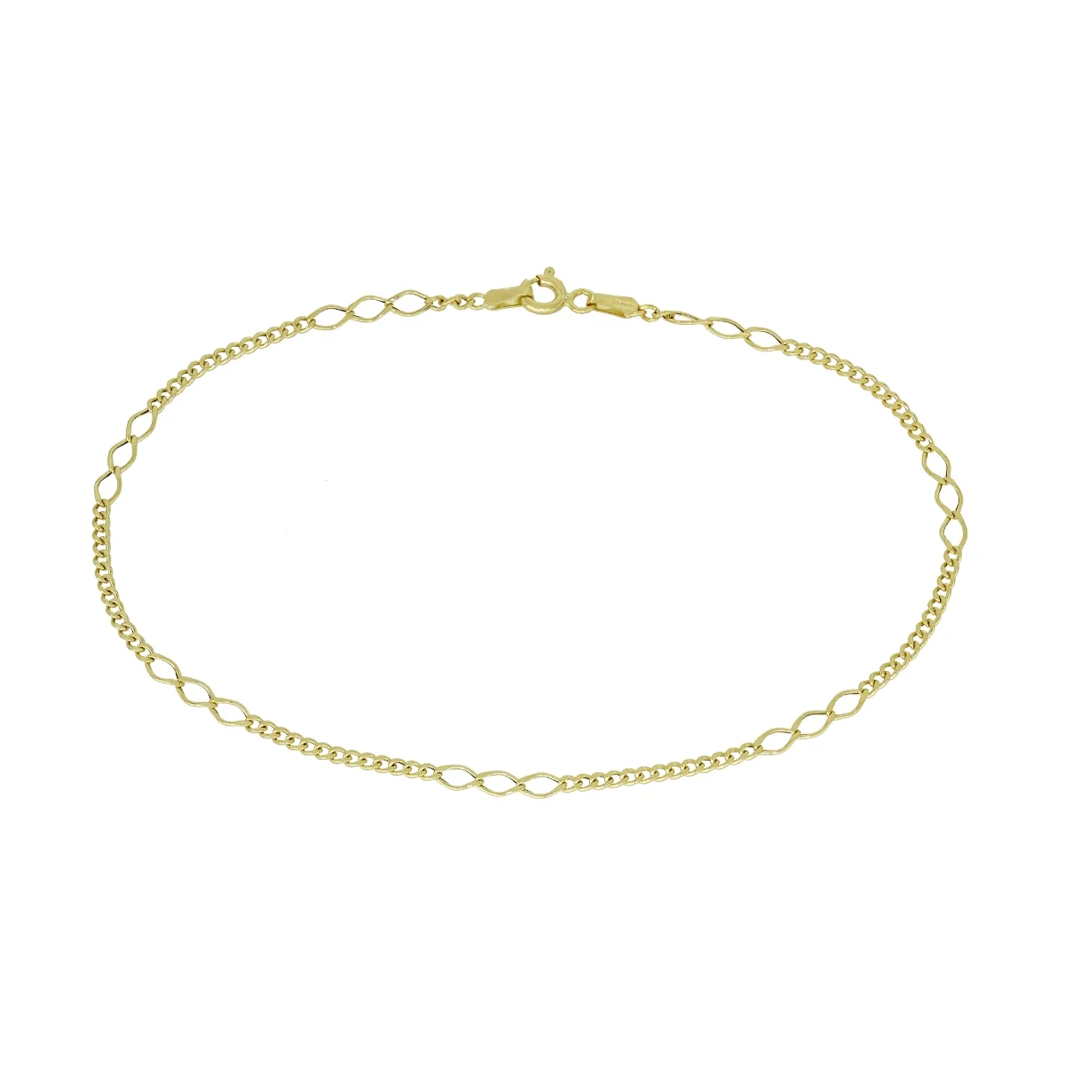 Tobillera en oro amarillo de 18 Kilates, 23 cm. de largo, 2 mm. de ancho