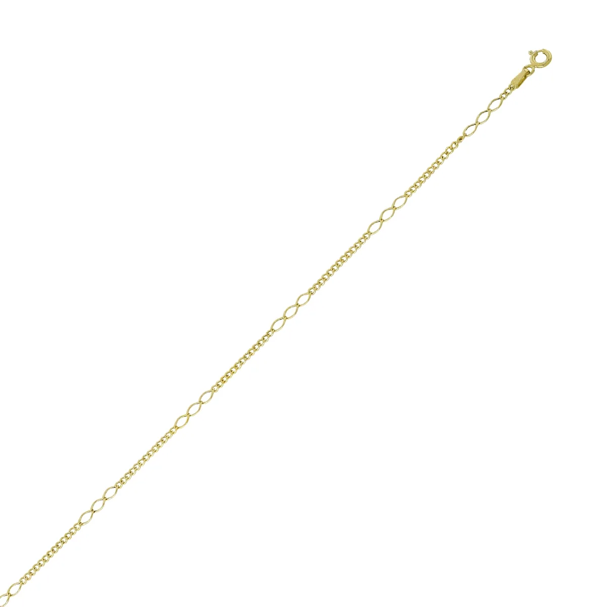 Tobillera en oro amarillo de 18 Kilates, 23 cm. de largo, 2 mm. de ancho