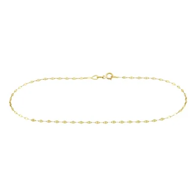 Tobillera en oro amarillo de 18 Kilates, Battuta, 24 cm. de largo, 1 mm. de ancho