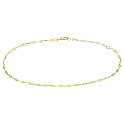 Tobillera en oro amarillo de 18 Kilates, Battuta, 23 cm. de largo, 2 mm. de ancho