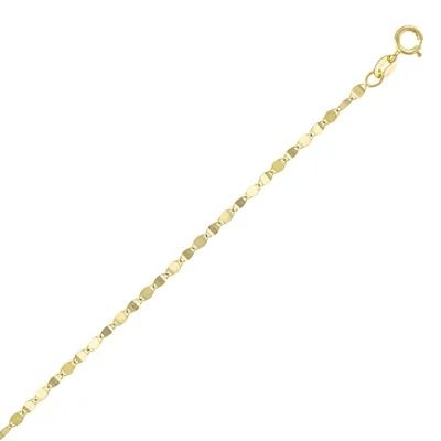 Tobillera en oro amarillo de 18 Kilates, Battuta, 23 cm. de largo, 2 mm. de ancho