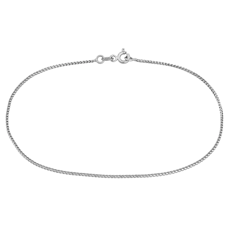 Tobillera en oro blanco de 18 Kilates, Franco, 23 cm. de largo, 1 mm. de ancho