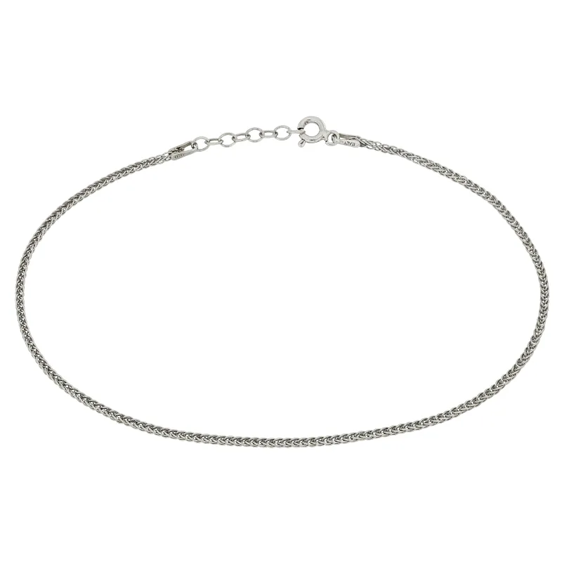 Tobillera en plata Ley 925, Espiga, 23 cm. de largo, 1 mm. de ancho