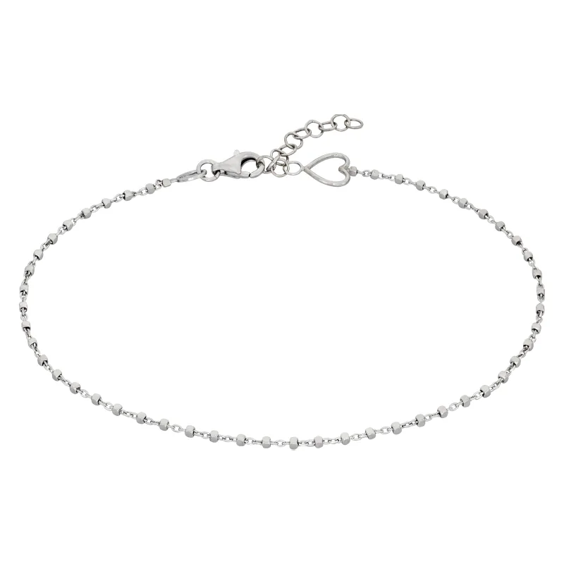 Tobillera en plata Ley 925, Corazón, 23 cm. de largo, 1 mm. de ancho, de la coleccion Sueños