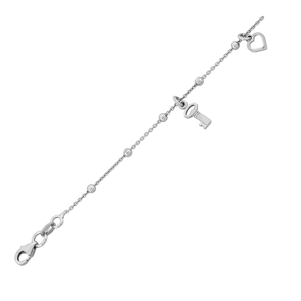 Tobillera en plata Ley 925, Corazón, 23 cm. de largo, 1 mm. de ancho, de la coleccion Sueños