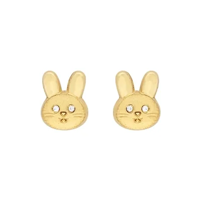 Topos de conejo en oro amarillo de 18 Kilates satinado, con zircones