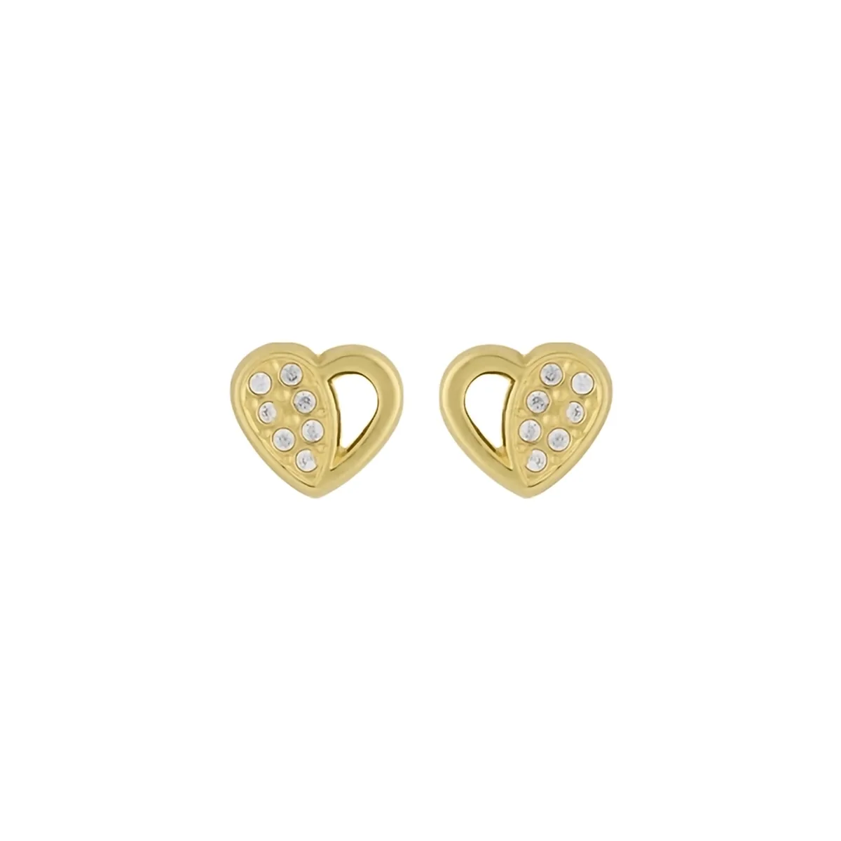 Topos en oro amarillo de 18 Kilates, Corazón, con zircones, 5.50 mm. de ancho