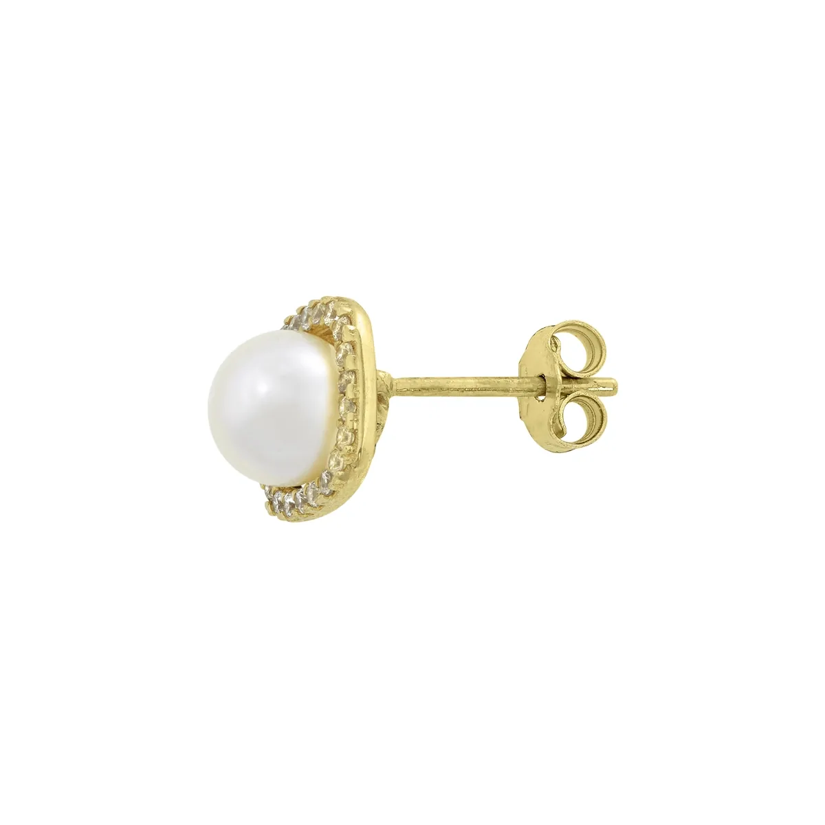 Topos en oro amarillo de 18 Kilates, Uñas+decoración, con perlas centrales de 6 mm de ancho aprox y decoración en zircones
