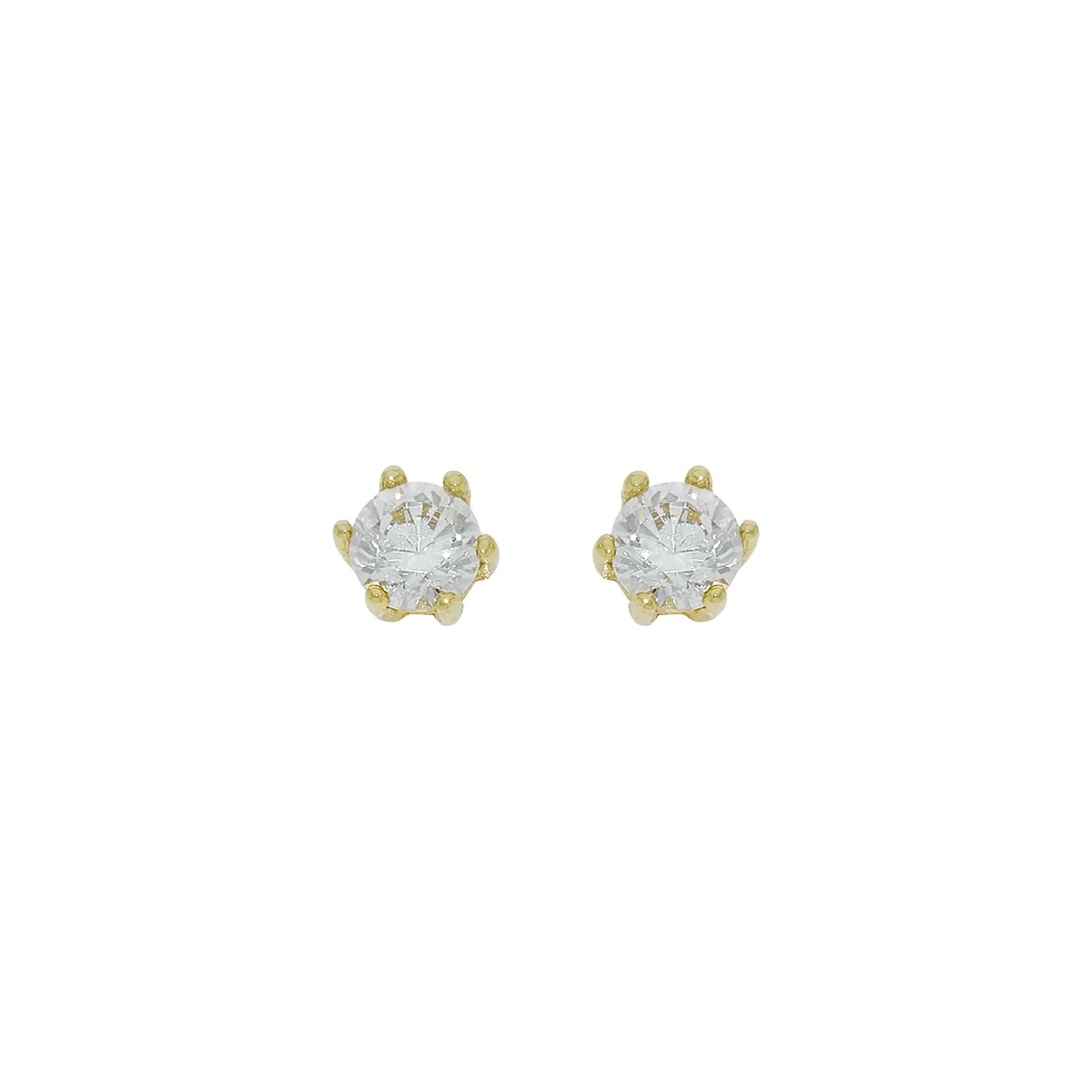 Topos studs en oro amarillo de 18 Kilates, con 2 zircones centrales, 2.50 mm. de ancho