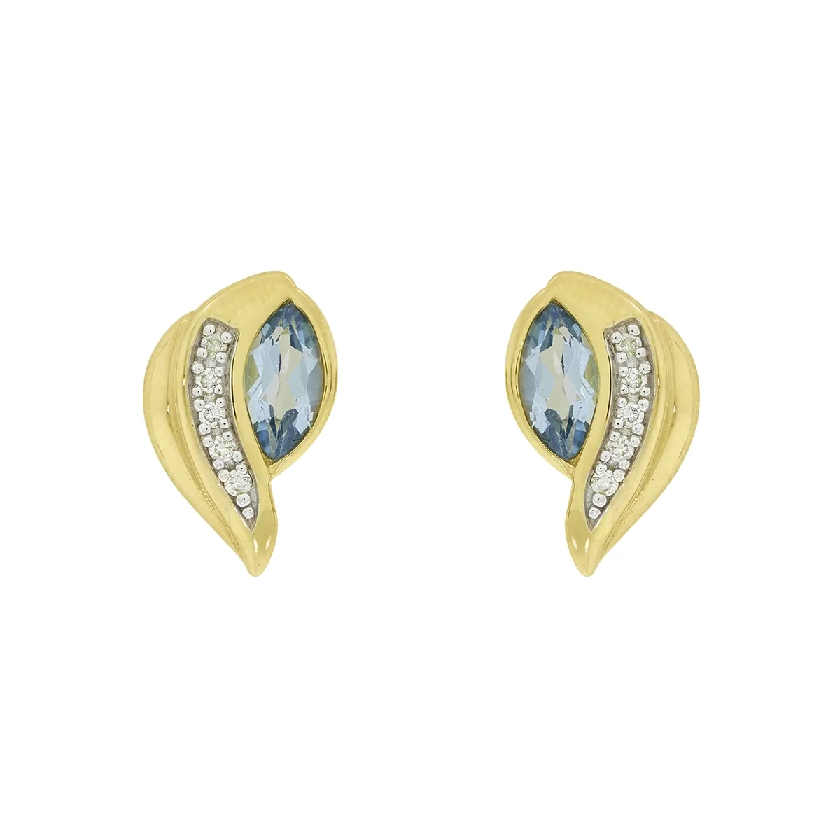Topos en oro amarillo de 18 Kilates, Franja, con 2 topacios centrales y decoración en diamantes de 0.05 Ct