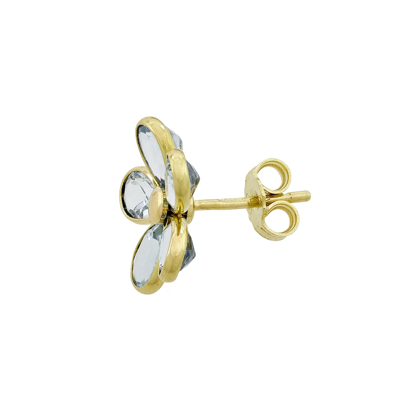Topos de flores en oro amarillo de 18 Kilates, con topacios