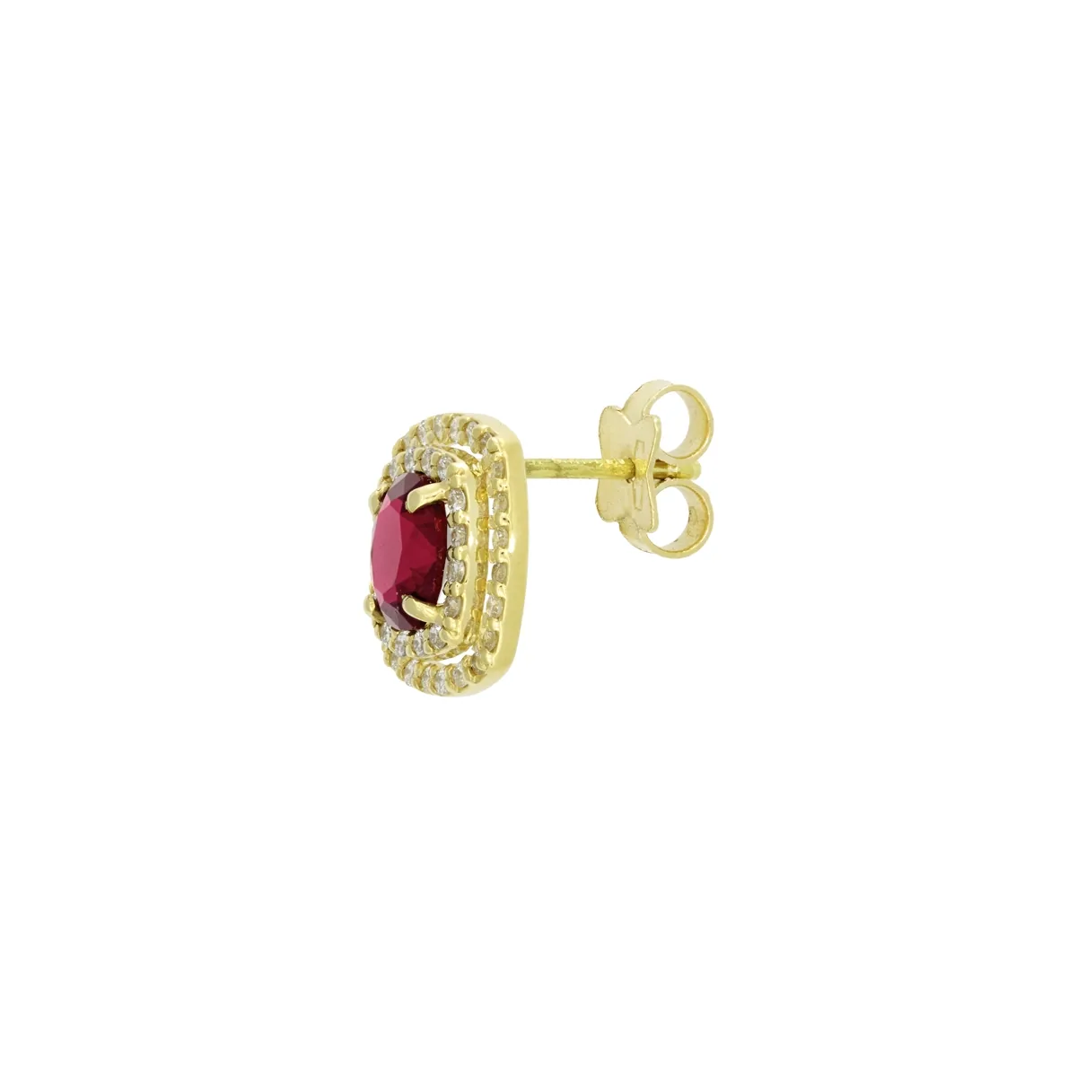 Topos en oro amarillo de 18 Kilates, Uñas+decoración, con 2 ruby laboratorios centrales de 1.35 Ct y decoración en diamante de laboratorio de 0.44 Ct