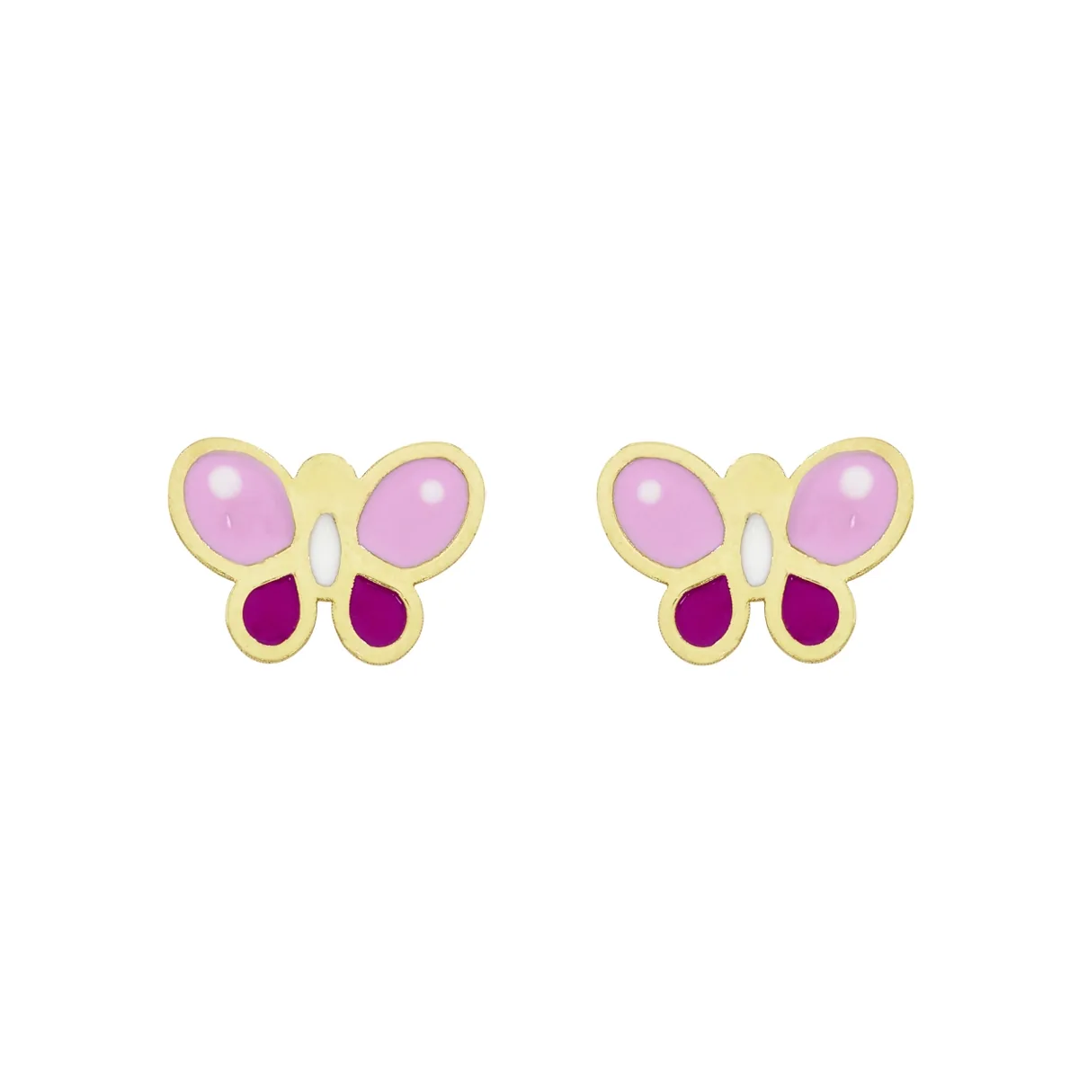 Topos de mariposa en oro amarillo de 18 Kilates, esmaltados
