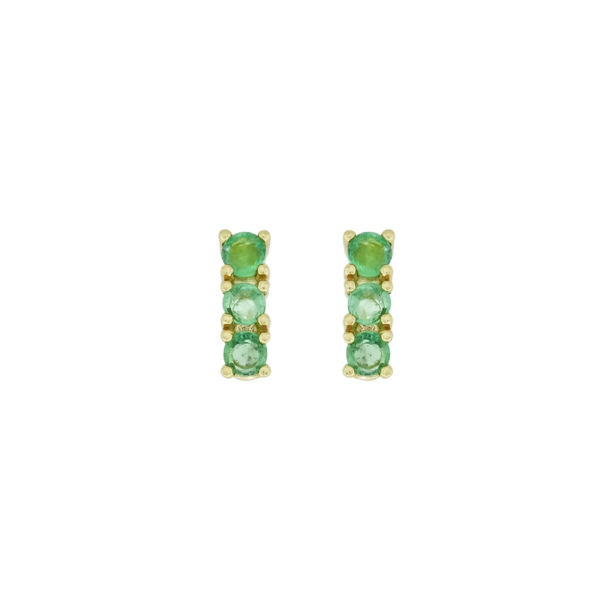 Topos en oro amarillo de 18 Kilates, con 6 esmeraldas centrales de 0.30 Ct