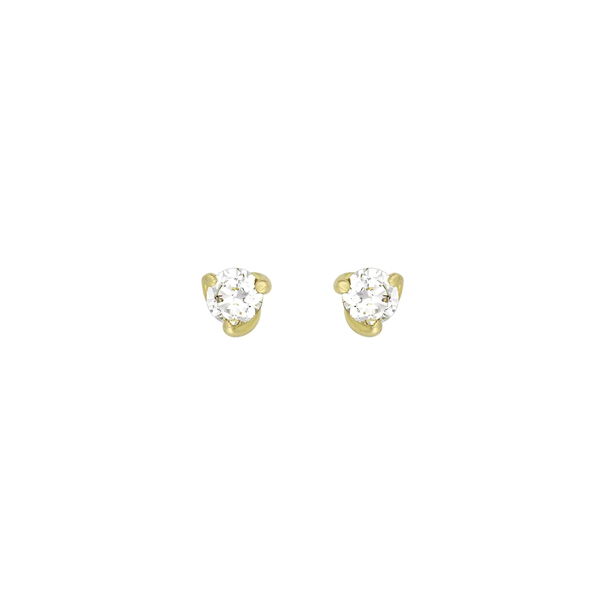Topos studs en oro amarillo de 18 Kilates, con 2 zircones centrales, 4 mm. de ancho