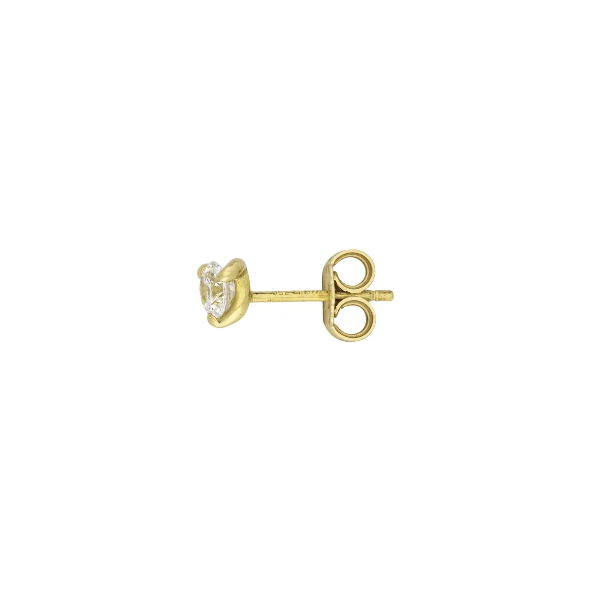 Topos studs en oro amarillo de 18 Kilates, con 2 zircones centrales, 4 mm. de ancho