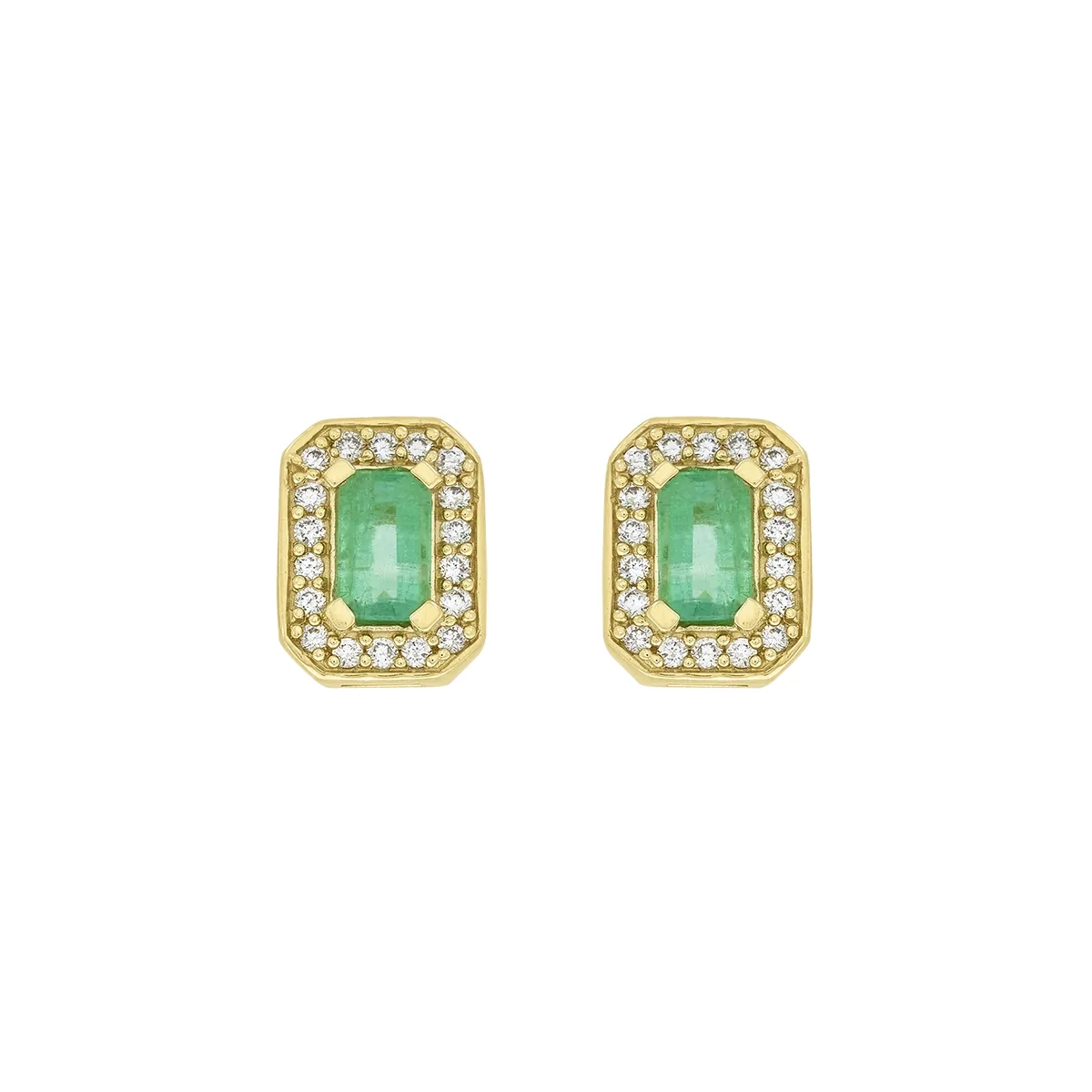 Topos en oro amarillo de 18 Kilates, Uñas+decoración, con 2 esmeraldas centrales de 0.70 Ct y decoración en diamantes de 0.18 Ct