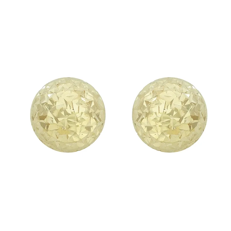 Topos en oro amarillo de 18 Kilates con visos, 1/2 bola, 8mm. de ancho