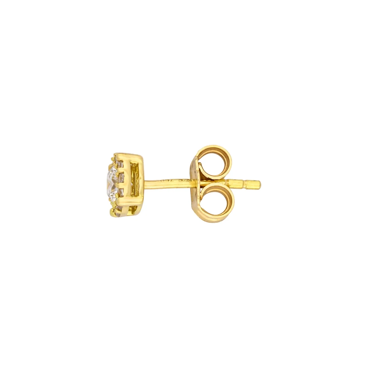 Topos en oro amarillo de 18 Kilates, Uñas+decoración, con 2 zircones centrales y decoración en zircones, 5.50 mm. de ancho