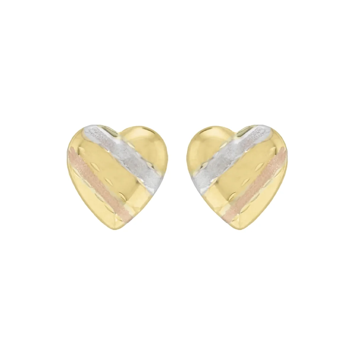 Topos en oro amarillo de 18 Kilates con visos satinado, Corazón, 12 mm. de ancho