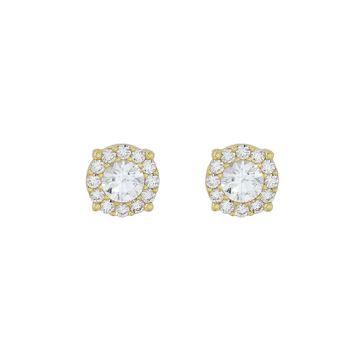 Topos en oro amarillo de 18 Kilates, con 2 zircones centrales y decoración en zircones, 6.50 mm. de ancho