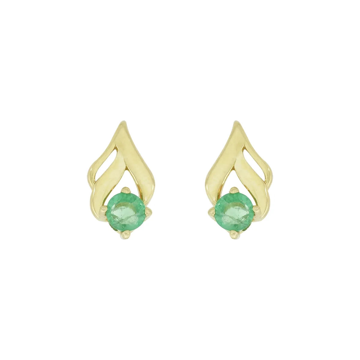 Topos en oro amarillo de 18 Kilates, Franja, con 2 esmeraldas centrales de 0.10 Ct