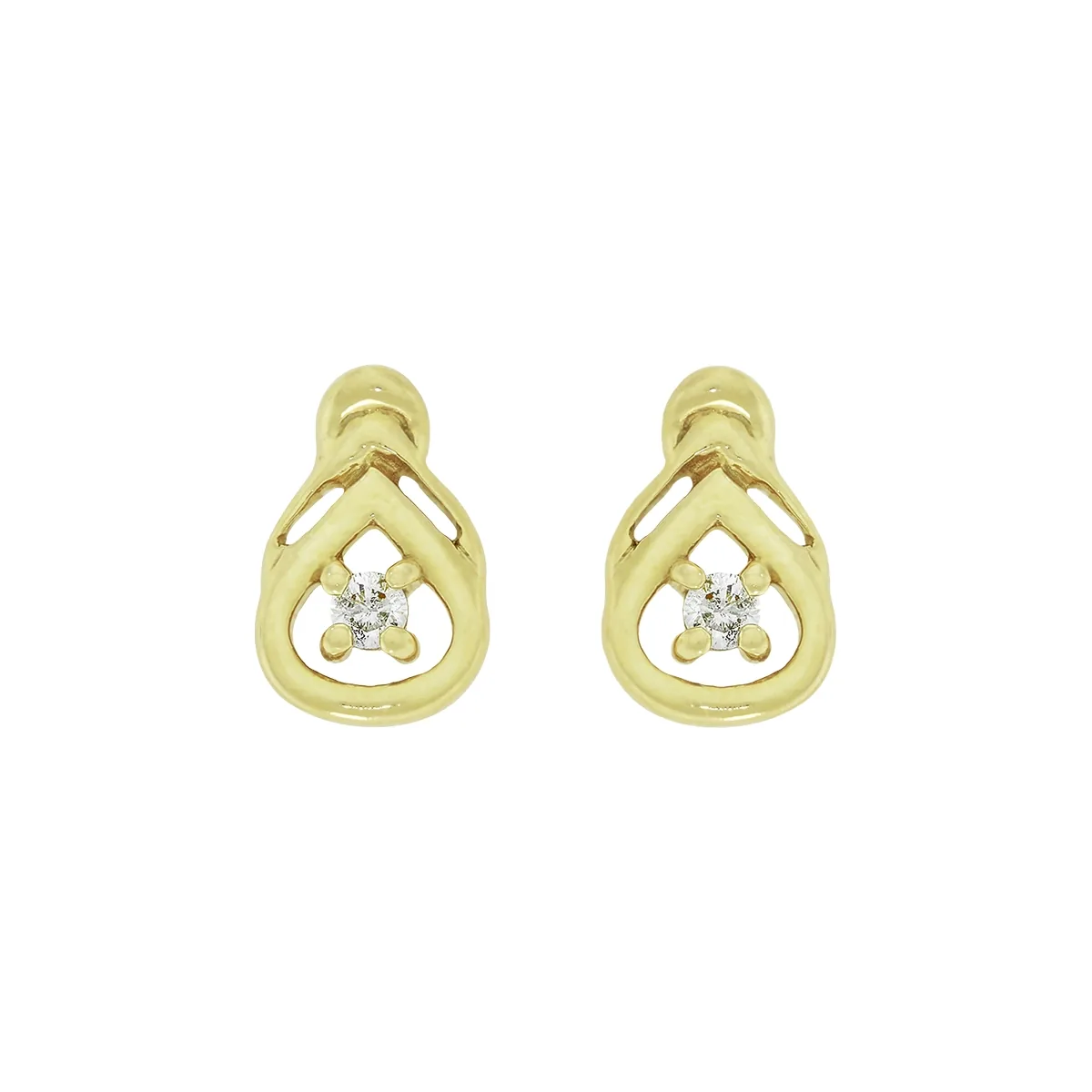 Topos en oro amarillo de 18 Kilates, Lágrima, con diamantes de 0.03 Ct
