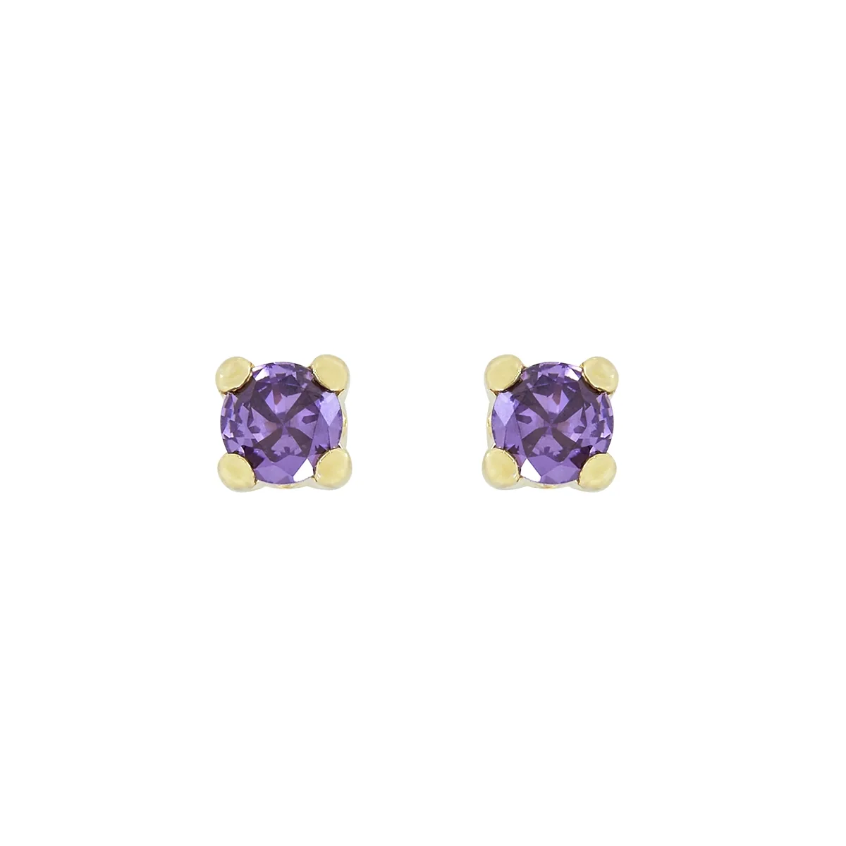Topos studs en oro amarillo de 18 Kilates, con 2 amatistas centrales