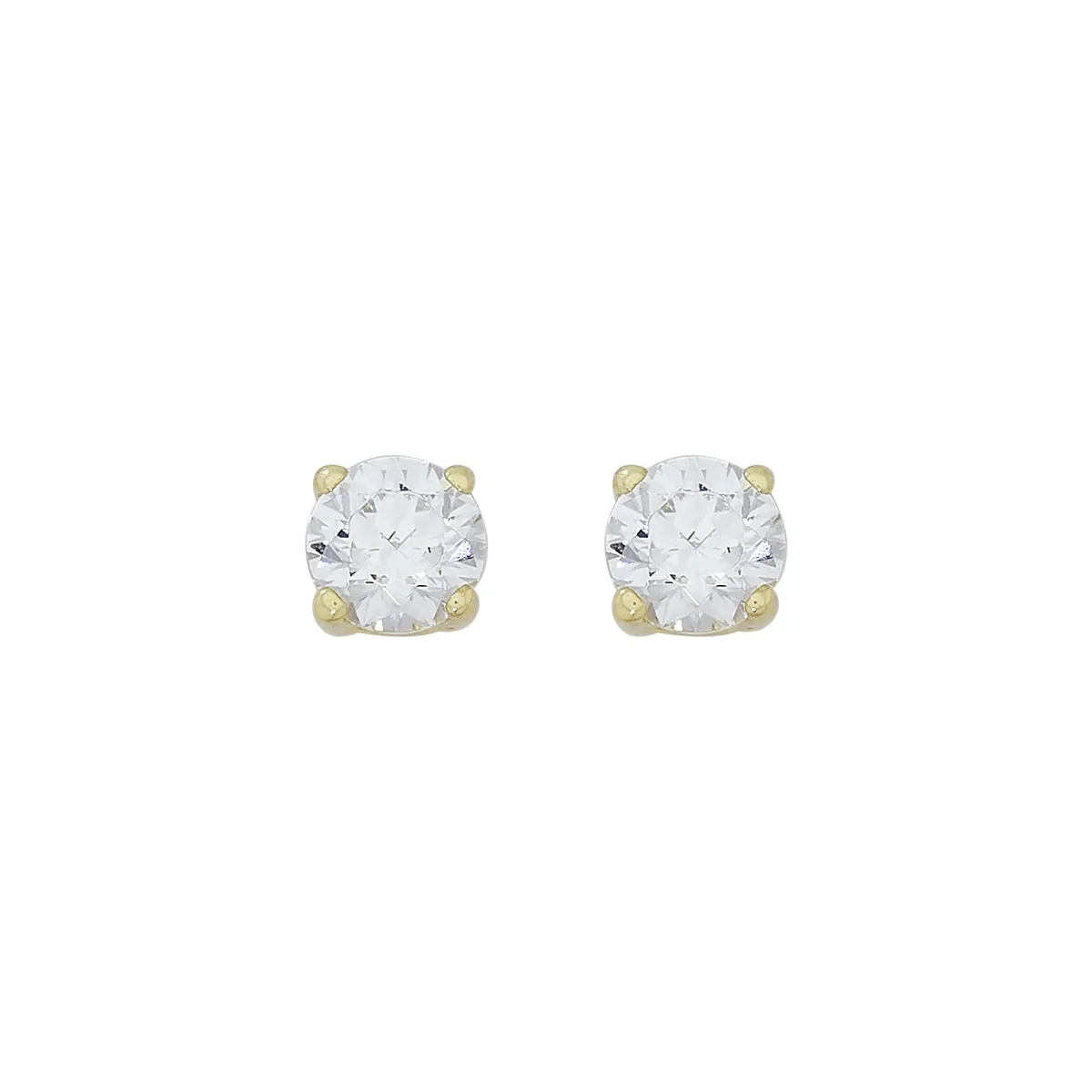 Topos studs en oro amarillo de 18 Kilates, con 2 zircones centrales
