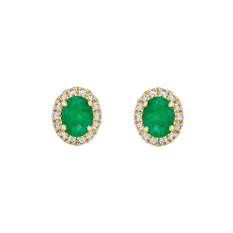 Topos en oro amarillo de 18 Kilates, Uñas+decoración, con 2 esmeraldas centrales de 0.33 Ct y decoración en diamantes de 0.07 Ct