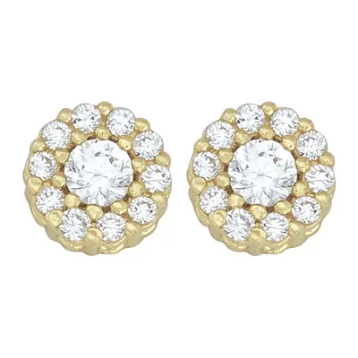 Topos en oro amarillo de 18 Kilates, Uñas+decoración, con 2 zircones centrales y decoración en zircones