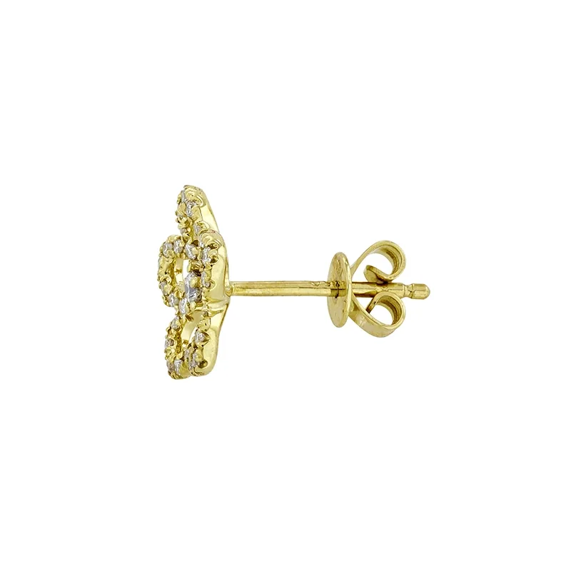 Topos de flores en oro amarillo de 18 Kilates, con diamantes de 0.34 Ct
