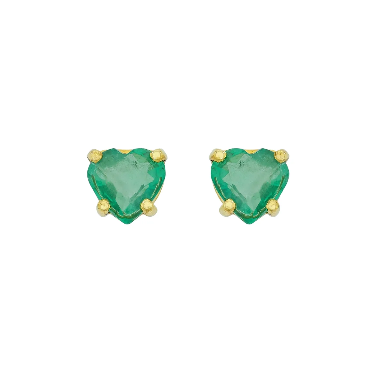 Topos studs en oro amarillo de 18 Kilates, con 2 esmeraldas centrales de 1.20 Ct