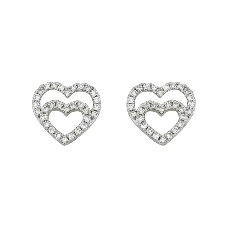 Topos de corazón en oro amarillo de 18 Kilates, con diamantes de 0.21 Ct