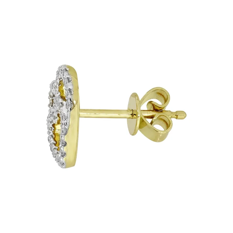 Topos de corazón en oro amarillo de 18 Kilates, con diamantes de 0.21 Ct