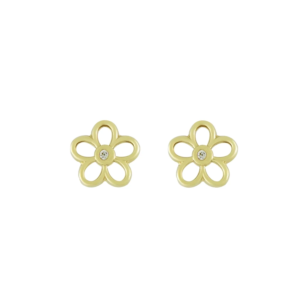 Topos en oro amarillo de 18 Kilates, Flores, con zircones, 6.50 mm. de ancho