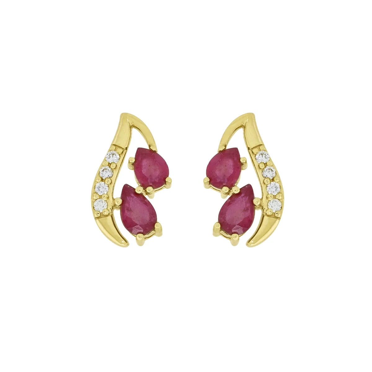 Topos en oro amarillo de 18 Kilates, Franja, con 4 rubís centrales de 0.90 Ct y decoración en diamantes de 0.06 Ct
