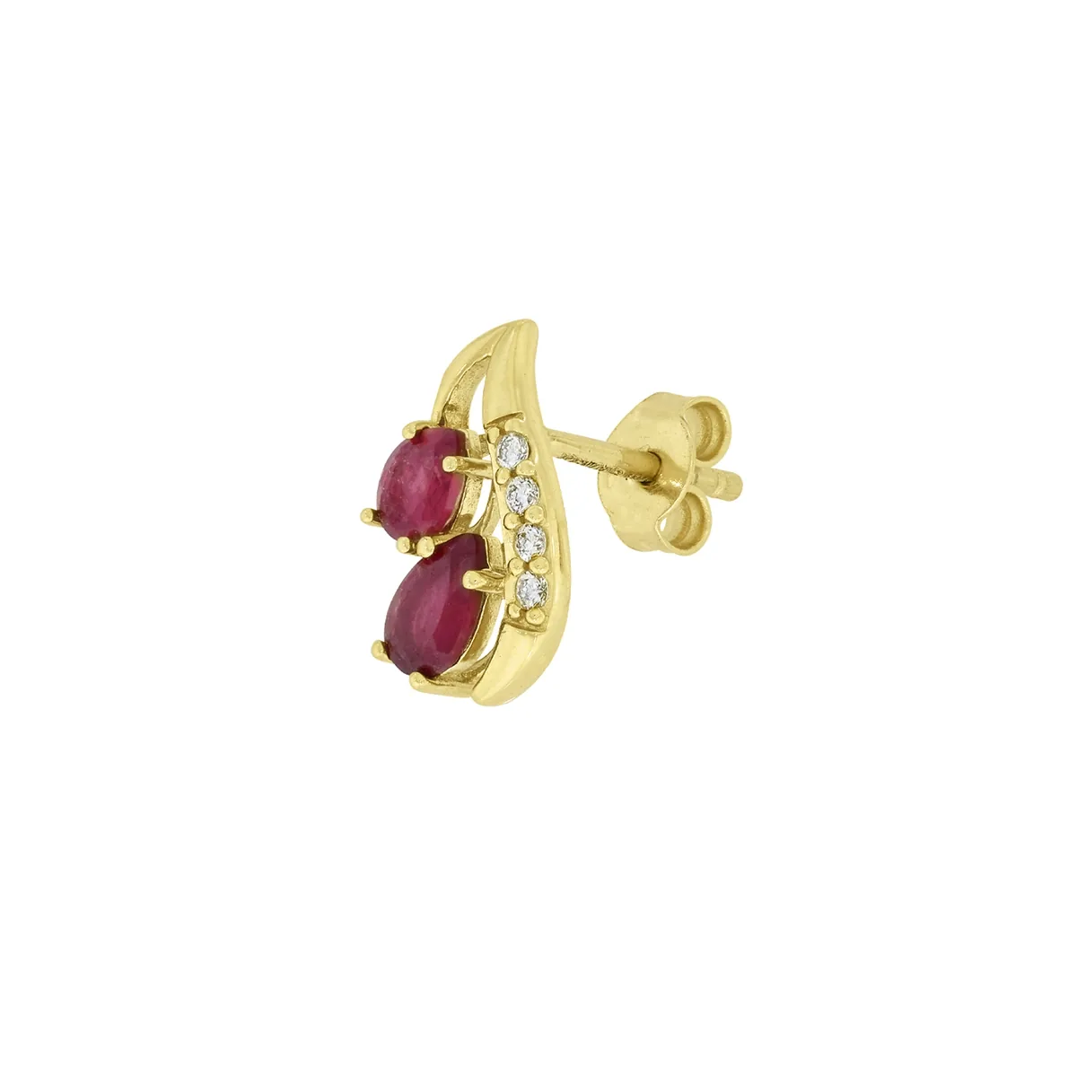 Topos en oro amarillo de 18 Kilates, Franja, con 4 rubís centrales de 0.90 Ct y decoración en diamantes de 0.06 Ct