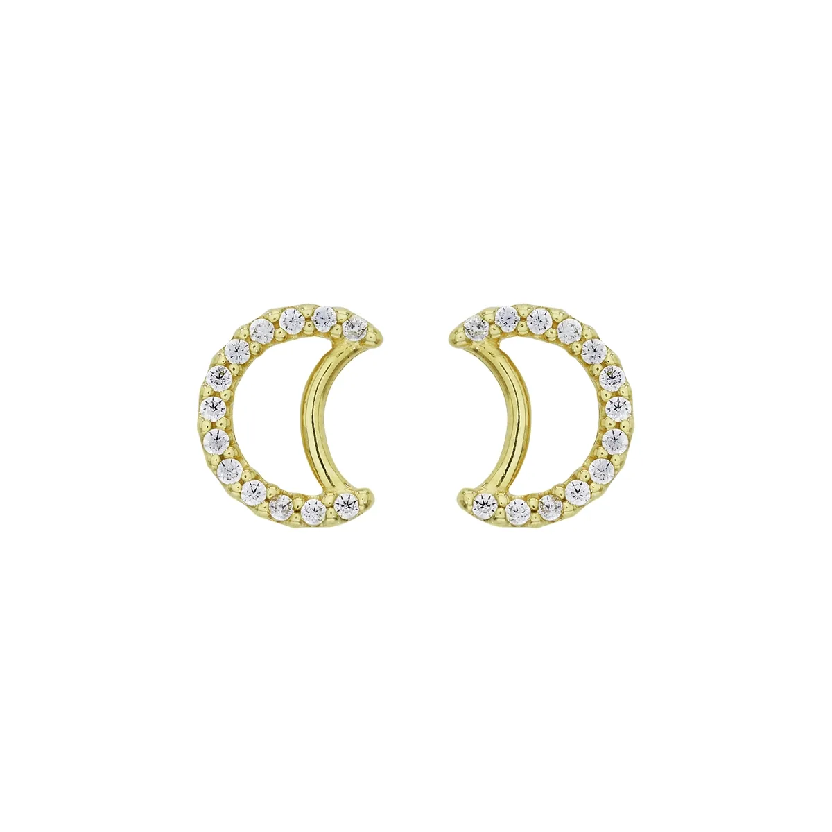 Topos en oro amarillo de 18 Kilates, 1/2 luna, con zircones