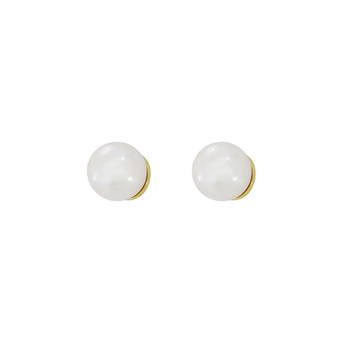 Topos en oro amarillo de 18 Kilates, Solitario, con perlas centrales de 6 mm de ancho aprox, 6 mm. de ancho