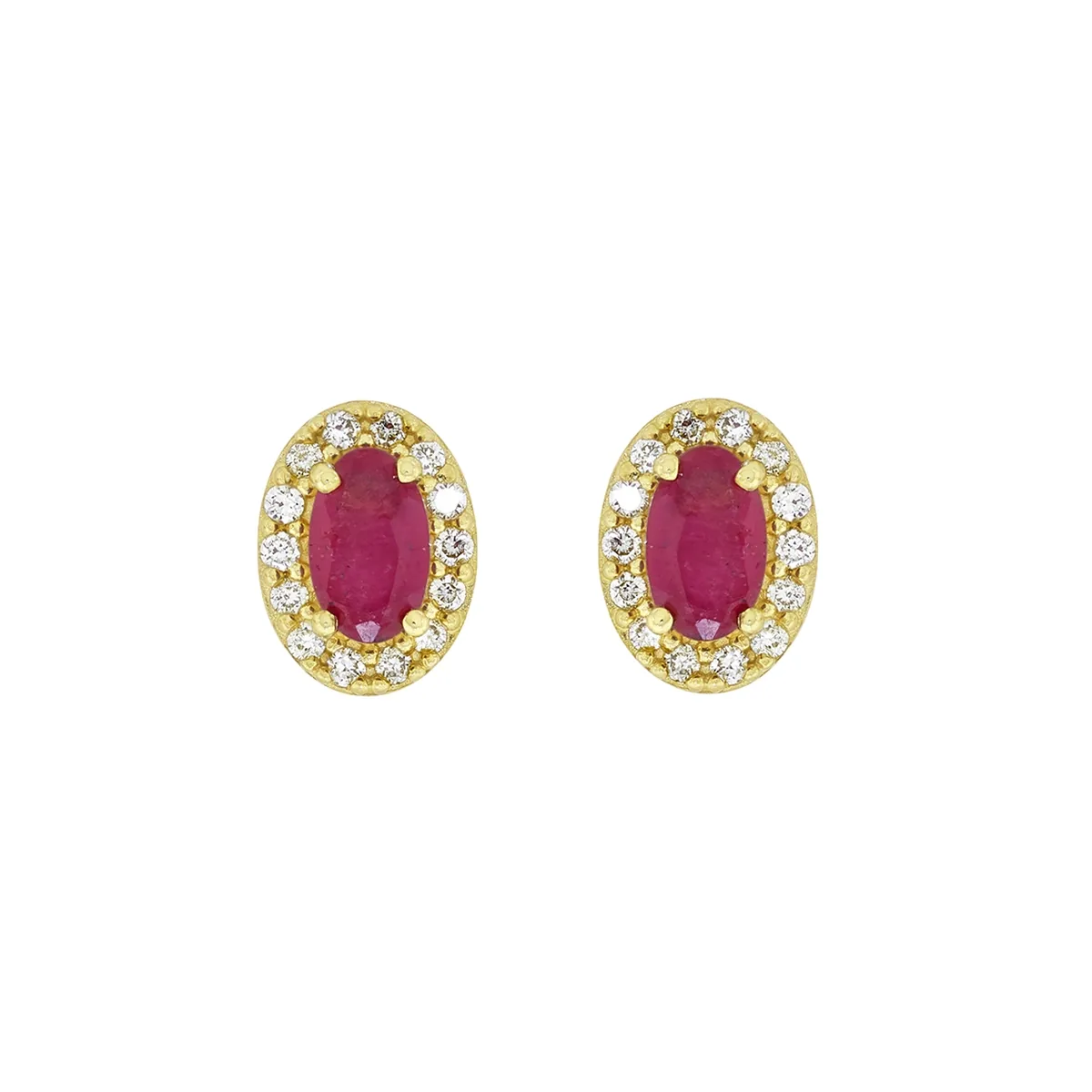 Topos en oro amarillo de 18 Kilates, Uñas+decoración, con 2 rubís centrales de 0.50 Ct y decoración en diamantes de 0.14 Ct