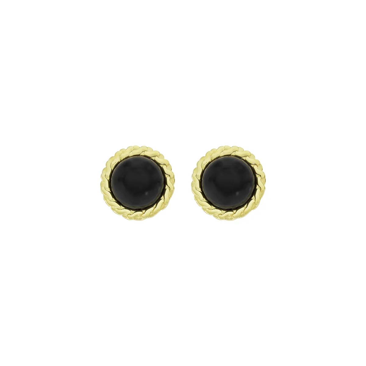 Topos studs en oro amarillo de 18 Kilates, Bisel, con 2 onix centrales
