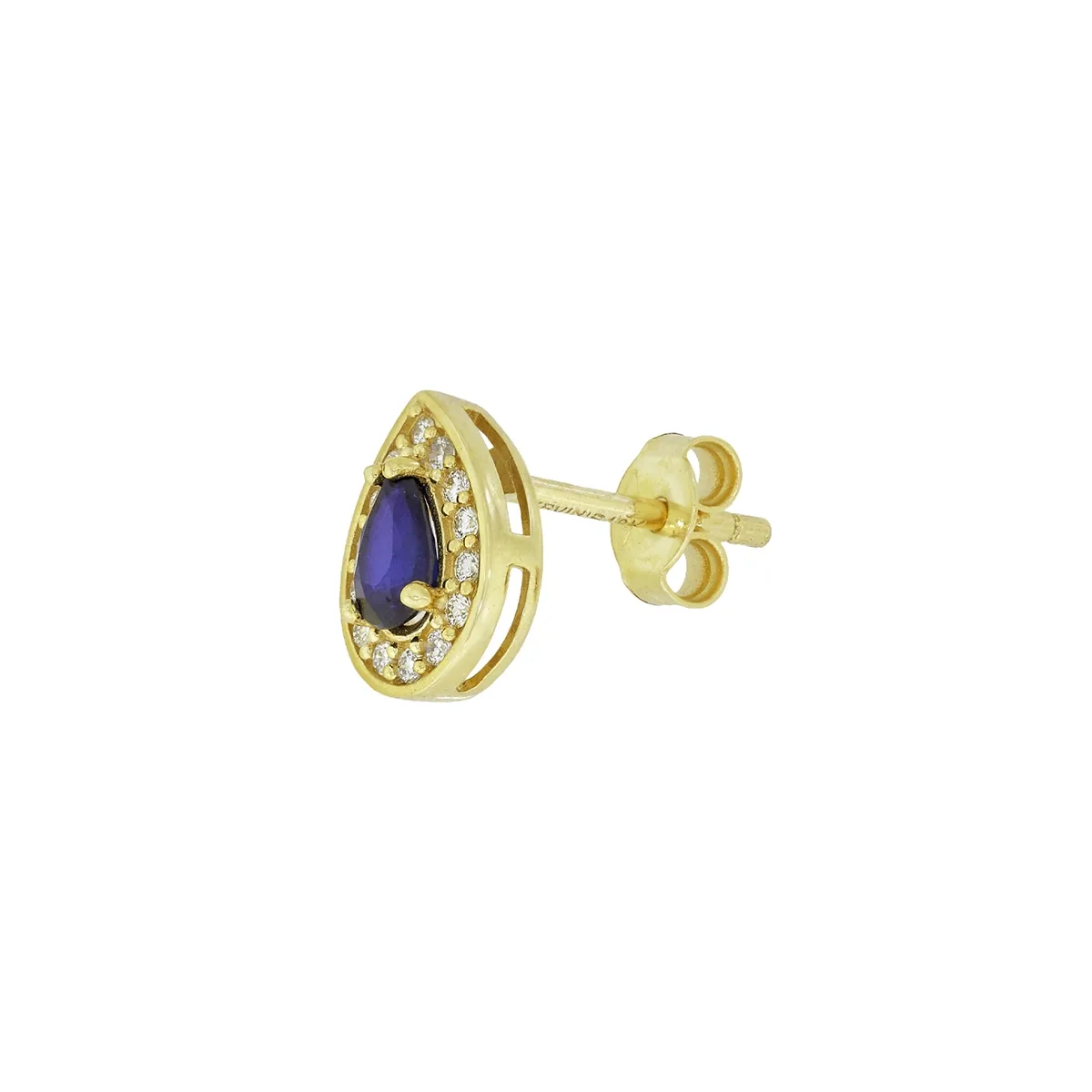 Topos en oro amarillo de 18 Kilates, Uñas+decoración, con 2 zafiros centrales de 0.35 Ct y decoración en diamantes de 0.14 Ct