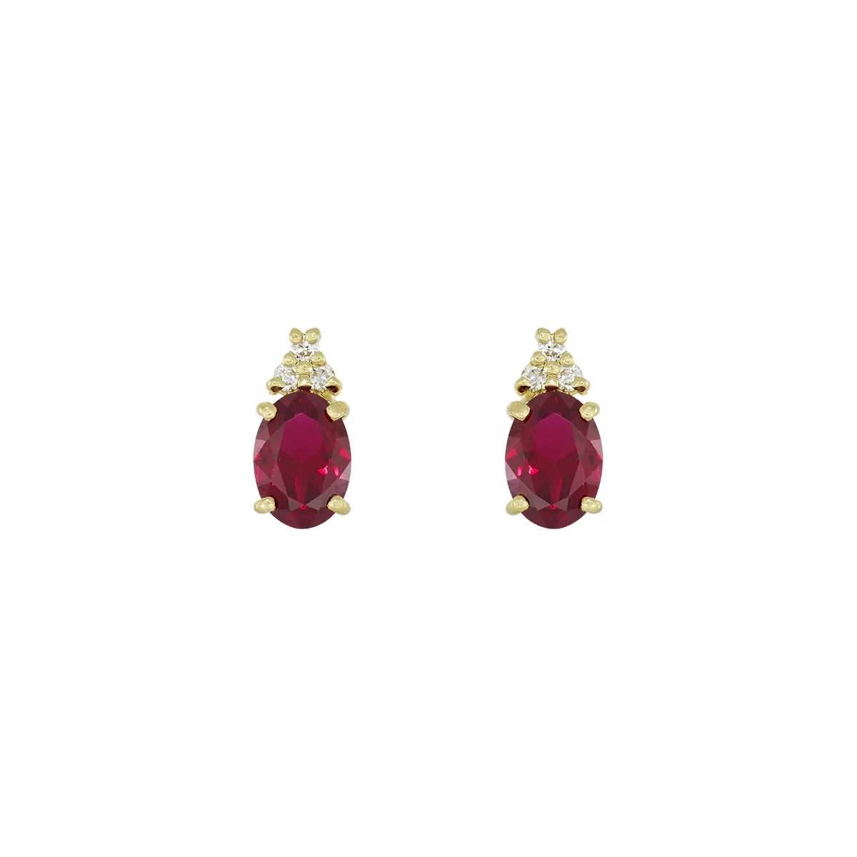 Topos en oro amarillo de 18 Kilates, Uñas+decoración, con 2 ruby laboratorios centrales de 1.70 Ct y decoración en diamante de laboratorio de 0.09 Ct
