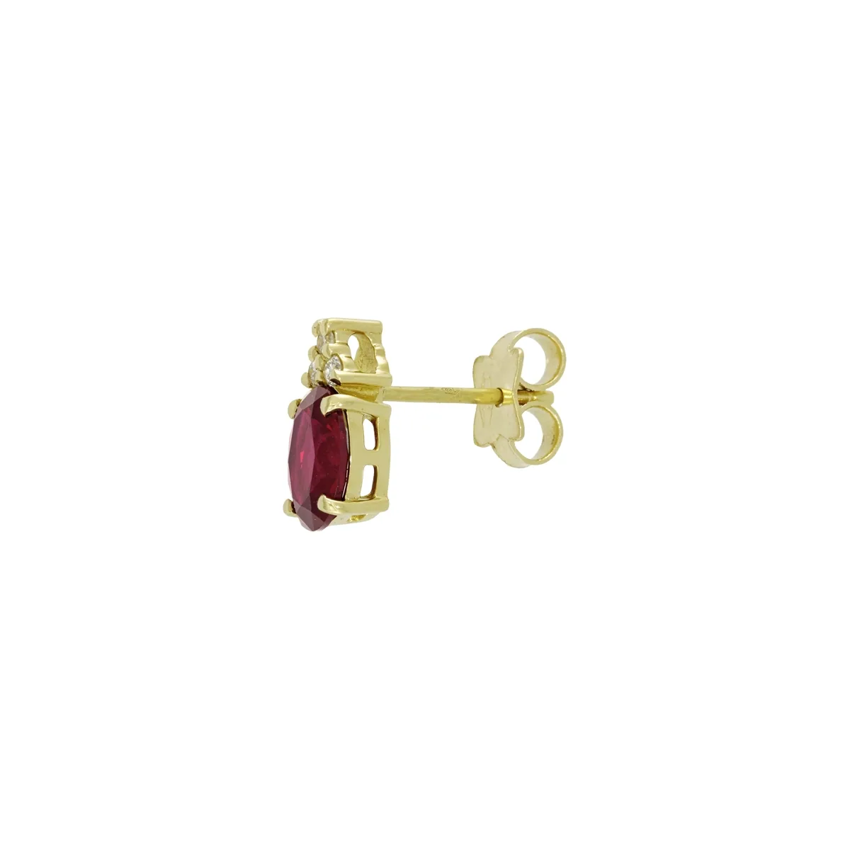 Topos en oro amarillo de 18 Kilates, Uñas+decoración, con 2 ruby laboratorios centrales de 1.70 Ct y decoración en diamante de laboratorio de 0.09 Ct
