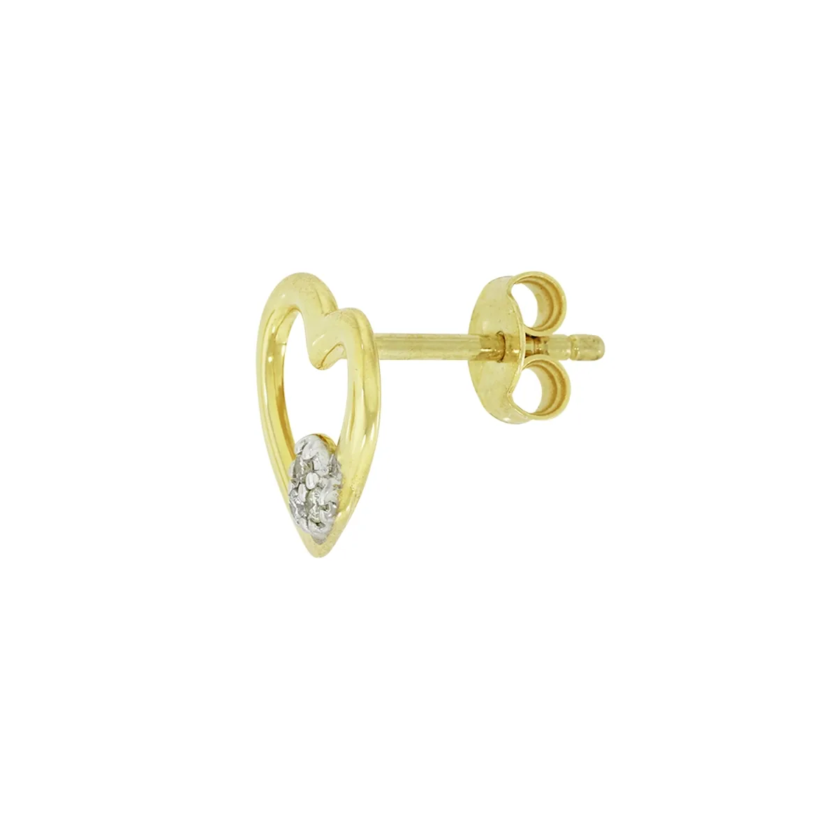 Topos de corazón en oro de 18 Kilates, con diamantes de 0.05 Ct